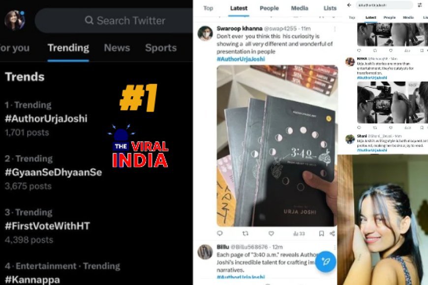 Trending: #AuthorUrjaJoshi trends at #1 in India on X - People express their appreciation for India's youngest bestselling female author