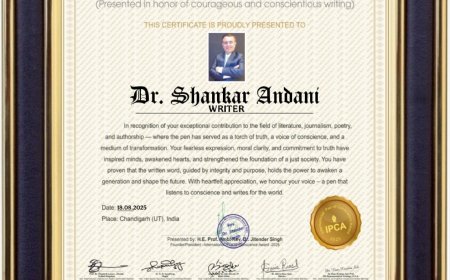 Dr. Shankar Andani Receives Prestigious International Pen of Conscience Award – 2025: A Torchbearer of Truth, Service, and Social Impact